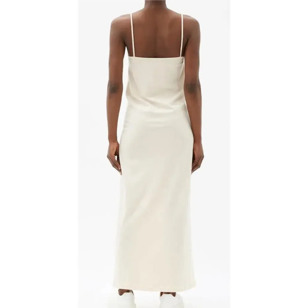 RAEY Square-Neck Cotton-Blend Jersey Maxi Slip Dress in Ivory. NWT. Size 8 US - Picture 3 of 10